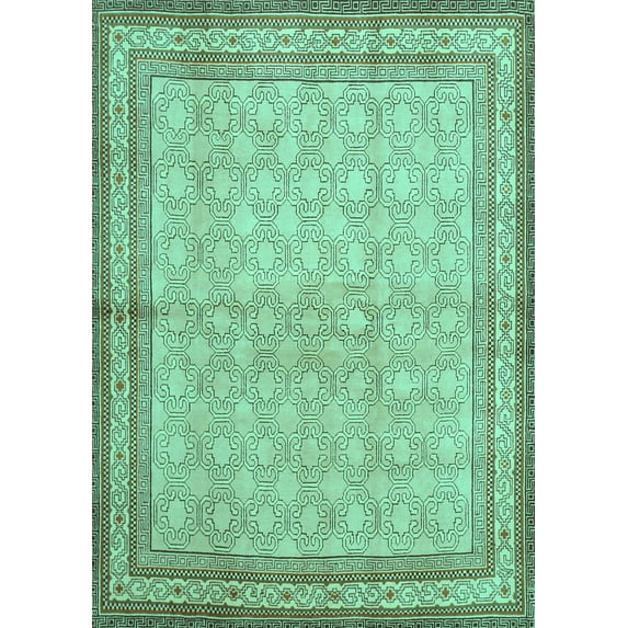 Ahgly Company Machine Washable Indoor Rectangle Persian Turquoise Blue Traditional Area Rugs, 2' x 3'