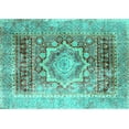 thumbnail image 1 of Ahgly Company Machine Washable Indoor Rectangle Persian Turquoise Blue Traditional Area Rugs, 2' x 4', 1 of 4