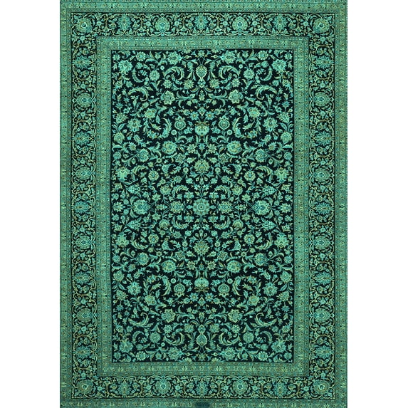 Ahgly Company Machine Washable Indoor Rectangle Persian Turquoise Blue Traditional Area Rugs, 2' x 4'