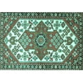 thumbnail image 1 of Ahgly Company Machine Washable Indoor Rectangle Persian Turquoise Blue Traditional Area Rugs, 2' x 4', 1 of 4