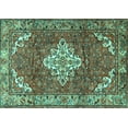 thumbnail image 1 of Ahgly Company Machine Washable Indoor Rectangle Persian Turquoise Blue Traditional Area Rugs, 2' x 4', 1 of 4
