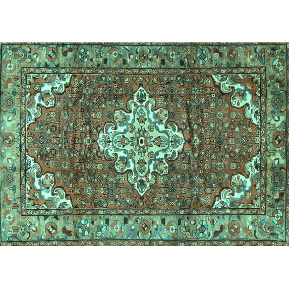 Ahgly Company Machine Washable Indoor Rectangle Persian Turquoise Blue Traditional Area Rugs, 2' x 4'