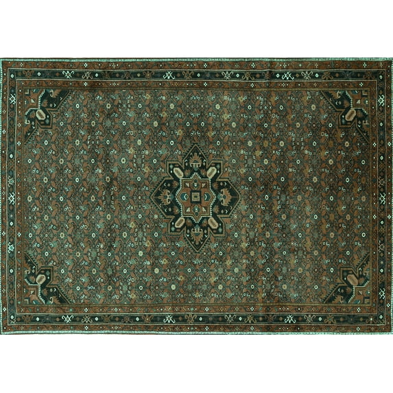 Ahgly Company Machine Washable Indoor Rectangle Persian Turquoise Blue Traditional Area Rugs, 2' x 4'