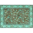 thumbnail image 1 of Ahgly Company Machine Washable Indoor Rectangle Persian Turquoise Blue Traditional Area Rugs, 2' x 5', 1 of 4