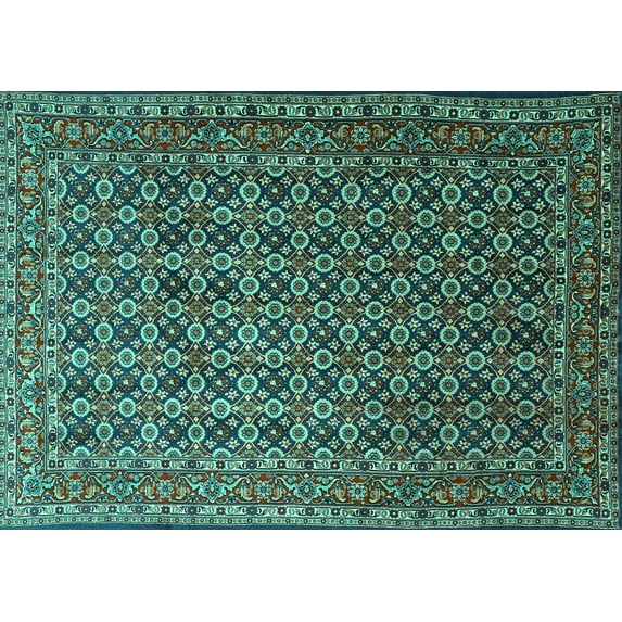 Ahgly Company Machine Washable Indoor Rectangle Persian Turquoise Blue Traditional Area Rugs, 2' x 5'