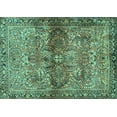 thumbnail image 1 of Ahgly Company Machine Washable Indoor Rectangle Persian Turquoise Blue Traditional Area Rugs, 2' x 5', 1 of 4