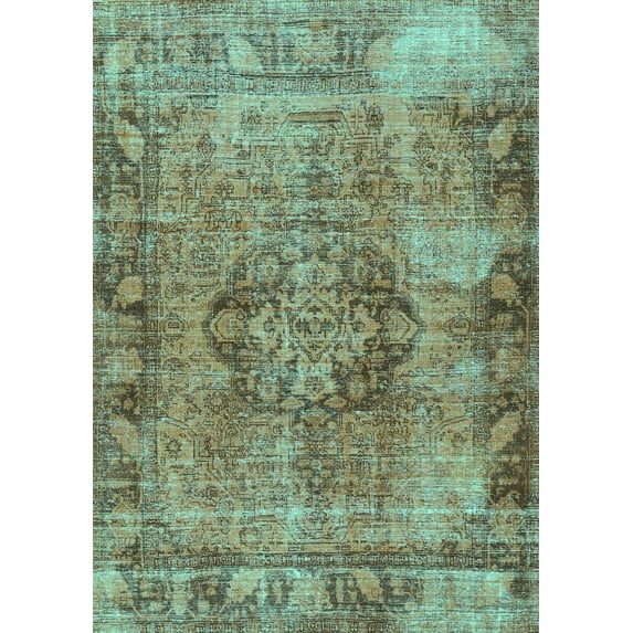 Ahgly Company Machine Washable Indoor Rectangle Persian Turquoise Blue Traditional Area Rugs, 2' x 5'