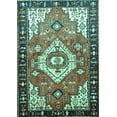 thumbnail image 1 of Ahgly Company Machine Washable Indoor Rectangle Persian Turquoise Blue Traditional Area Rugs, 2' x 5', 1 of 4