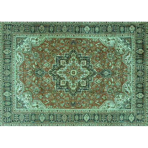 Ahgly Company Machine Washable Indoor Rectangle Persian Turquoise Blue Traditional Area Rugs, 2' x 5'