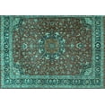 thumbnail image 1 of Ahgly Company Machine Washable Indoor Rectangle Persian Turquoise Blue Traditional Area Rugs, 4' x 6', 1 of 4