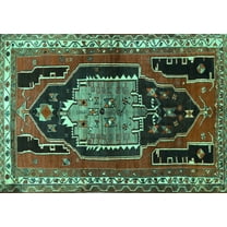 Ahgly Company Machine Washable Indoor Rectangle Persian Turquoise Blue Traditional Area Rugs, 5' x 7'