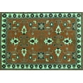 thumbnail image 1 of Ahgly Company Machine Washable Indoor Rectangle Persian Turquoise Blue Traditional Area Rugs, 5' x 7', 1 of 4