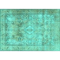 Ahgly Company Machine Washable Indoor Rectangle Persian Turquoise Blue Traditional Area Rugs, 5' x 7'
