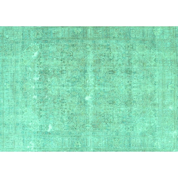 Ahgly Company Machine Washable Indoor Rectangle Persian Turquoise Blue Traditional Area Rugs, 5' x 7'