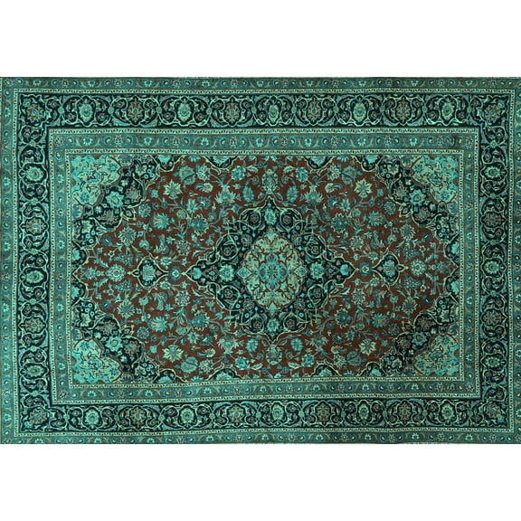 Ahgly Company Machine Washable Indoor Rectangle Persian Turquoise Blue Traditional Area Rugs, 5' x 7'