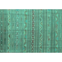 Ahgly Company Machine Washable Indoor Rectangle Persian Turquoise Blue Traditional Area Rugs, 5' x 7'