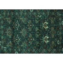 Ahgly Company Machine Washable Indoor Rectangle Persian Turquoise Blue Traditional Area Rugs, 5' x 7'