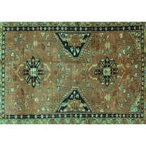Ahgly Company Machine Washable Indoor Rectangle Persian Turquoise Blue Traditional Area Rugs, 5' x 7'