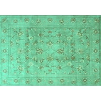 Ahgly Company Machine Washable Indoor Rectangle Persian Turquoise Blue Traditional Area Rugs, 5' x 7'