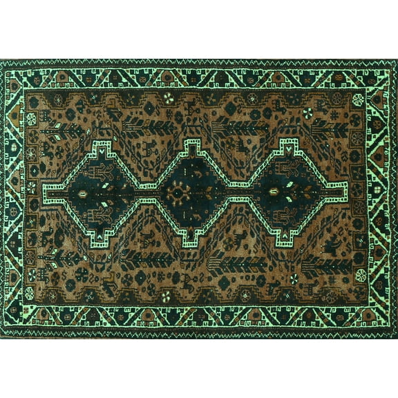 Ahgly Company Machine Washable Indoor Rectangle Persian Turquoise Blue Traditional Area Rugs, 5' x 7'