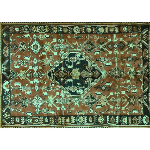 Ahgly Company Machine Washable Indoor Rectangle Persian Turquoise Blue Traditional Area Rugs, 5' x 7'