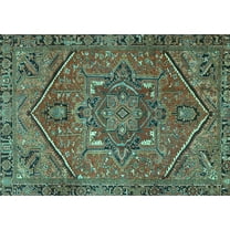 Ahgly Company Machine Washable Indoor Rectangle Persian Turquoise Blue Traditional Area Rugs, 5' x 7'