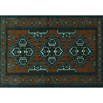 Ahgly Company Machine Washable Indoor Rectangle Persian Turquoise Blue Traditional Area Rugs, 5' x 7'