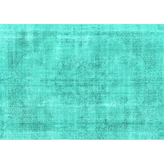 Ahgly Company Machine Washable Indoor Rectangle Persian Turquoise Blue Traditional Area Rugs, 5' x 7'