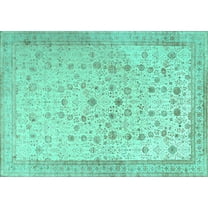 Ahgly Company Machine Washable Indoor Rectangle Persian Turquoise Blue Traditional Area Rugs, 5' x 7'