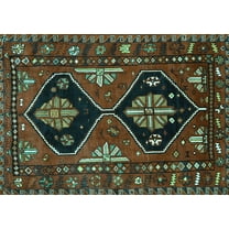 Ahgly Company Machine Washable Indoor Rectangle Persian Turquoise Blue Traditional Area Rugs, 5' x 7'