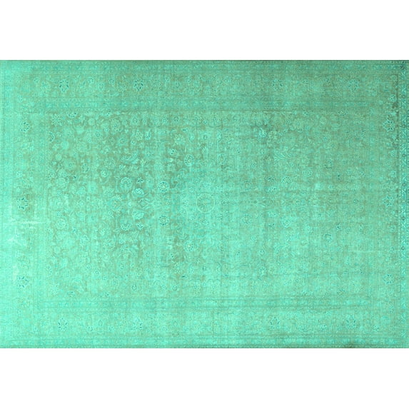 Ahgly Company Machine Washable Indoor Rectangle Persian Turquoise Blue Traditional Area Rugs, 5' x 7'