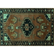 Ahgly Company Machine Washable Indoor Rectangle Persian Turquoise Blue Traditional Area Rugs, 5' x 7'