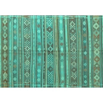 Ahgly Company Machine Washable Indoor Rectangle Persian Turquoise Blue Traditional Area Rugs, 5' x 7'