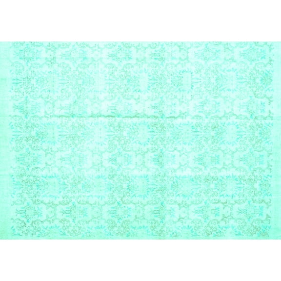 Ahgly Company Machine Washable Indoor Rectangle Persian Turquoise Blue Traditional Area Rugs, 5' x 7'