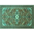 thumbnail image 1 of Ahgly Company Machine Washable Indoor Rectangle Persian Turquoise Blue Traditional Area Rugs, 5' x 7', 1 of 4