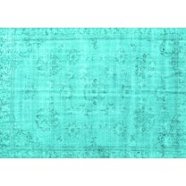 Ahgly Company Machine Washable Indoor Rectangle Persian Turquoise Blue Traditional Area Rugs, 5' x 7'