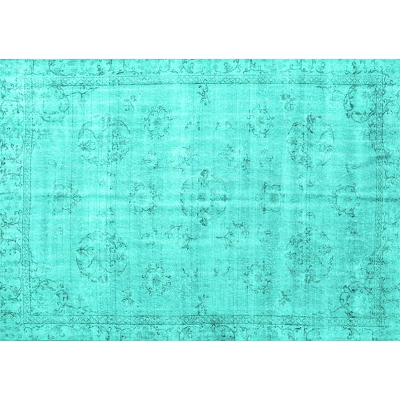 Ahgly Company Machine Washable Indoor Rectangle Persian Turquoise Blue Traditional Area Rugs, 5' x 7'