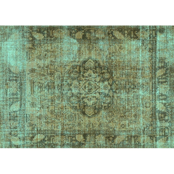 Ahgly Company Machine Washable Indoor Rectangle Persian Turquoise Blue Traditional Area Rugs, 5' x 7'