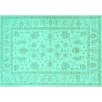 Ahgly Company Machine Washable Indoor Rectangle Persian Turquoise Blue Traditional Area Rugs, 5' x 7'