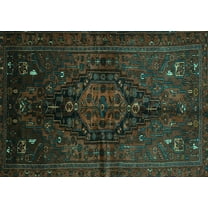 Ahgly Company Machine Washable Indoor Rectangle Persian Turquoise Blue Traditional Area Rugs, 5' x 7'