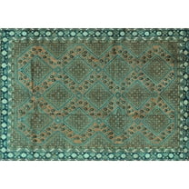 Ahgly Company Machine Washable Indoor Rectangle Persian Turquoise Blue Traditional Area Rugs, 5' x 7'