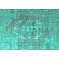 Ahgly Company Machine Washable Indoor Rectangle Persian Turquoise Blue Traditional Area Rugs, 5' x 7'