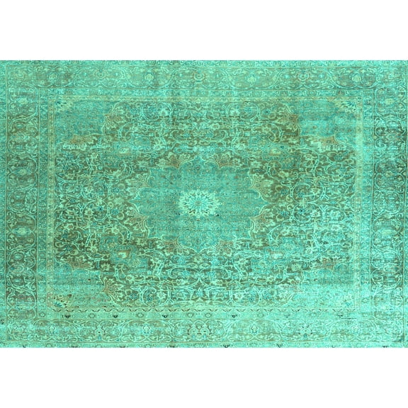 Ahgly Company Machine Washable Indoor Rectangle Persian Turquoise Blue Traditional Area Rugs, 5' x 7'