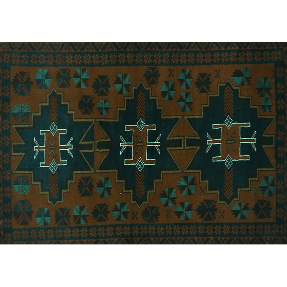 Ahgly Company Machine Washable Indoor Rectangle Persian Turquoise Blue Traditional Area Rugs, 5' x 7'