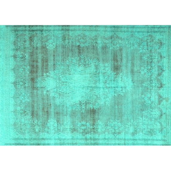 Ahgly Company Machine Washable Indoor Rectangle Persian Turquoise Blue Traditional Area Rugs, 5' x 7'