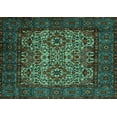thumbnail image 1 of Ahgly Company Machine Washable Indoor Rectangle Persian Turquoise Blue Traditional Area Rugs, 5' x 7', 1 of 4