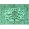 thumbnail image 1 of Ahgly Company Machine Washable Indoor Rectangle Persian Turquoise Blue Traditional Area Rugs, 5' x 8', 1 of 4