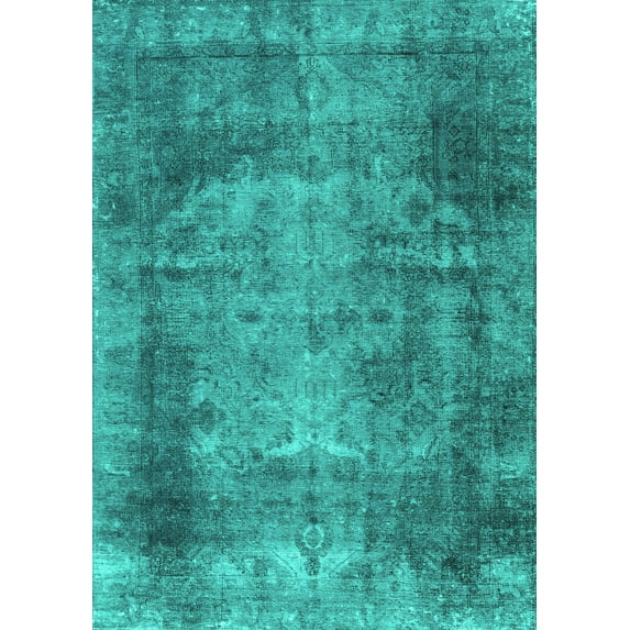 Ahgly Company Machine Washable Indoor Rectangle Persian Turquoise Blue Traditional Area Rugs, 5' x 8'