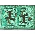 thumbnail image 1 of Ahgly Company Machine Washable Indoor Rectangle Persian Turquoise Blue Traditional Area Rugs, 6' x 9', 1 of 4