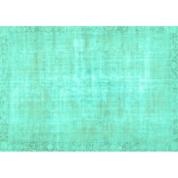Ahgly Company Machine Washable Indoor Rectangle Persian Turquoise Blue Traditional Area Rugs, 6' x 9'